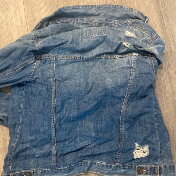 SOLD Distressed, jean jacket - Picture 2 of 3